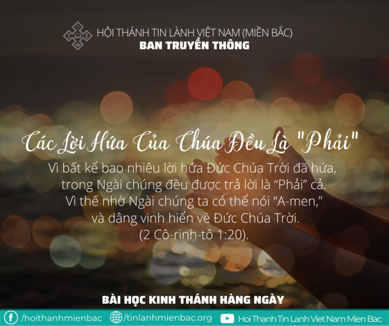 Ngày 10/2: CÁC LỜI HỨA CỦA CHÚA ĐỀU LÀ ‘PHẢI’