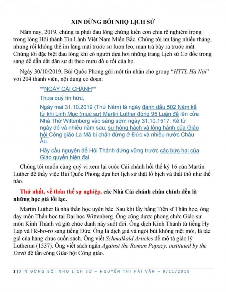 Xin Đừng Bôi Nhọ Lịch Sử